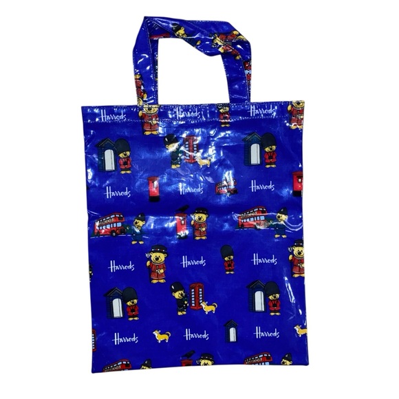 Harrods Handbags - Harrods Teddy Bear Small Blue Tote Bag with London Icons